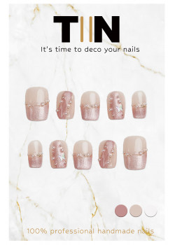 Light pink Glitter French nails Pearl 