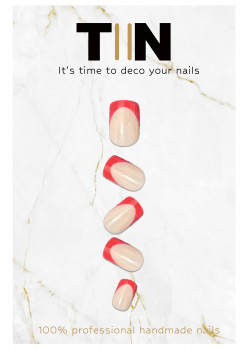 Coral Red French Nails