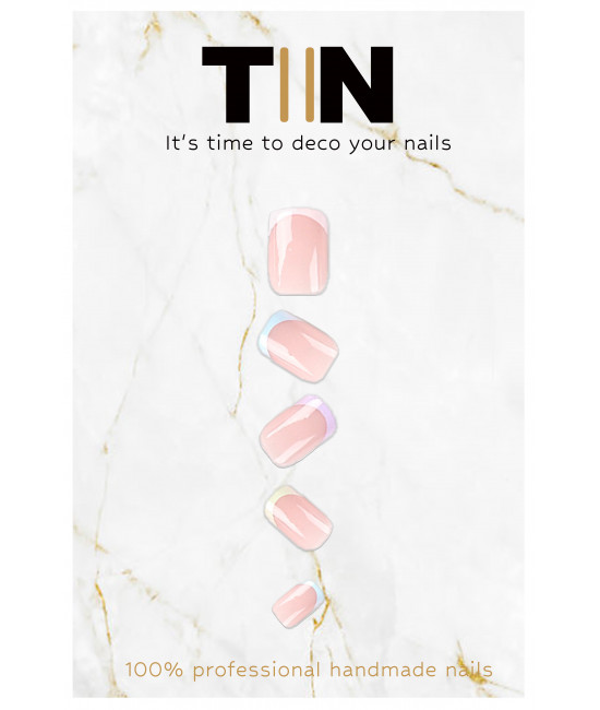 Light candy color French nails